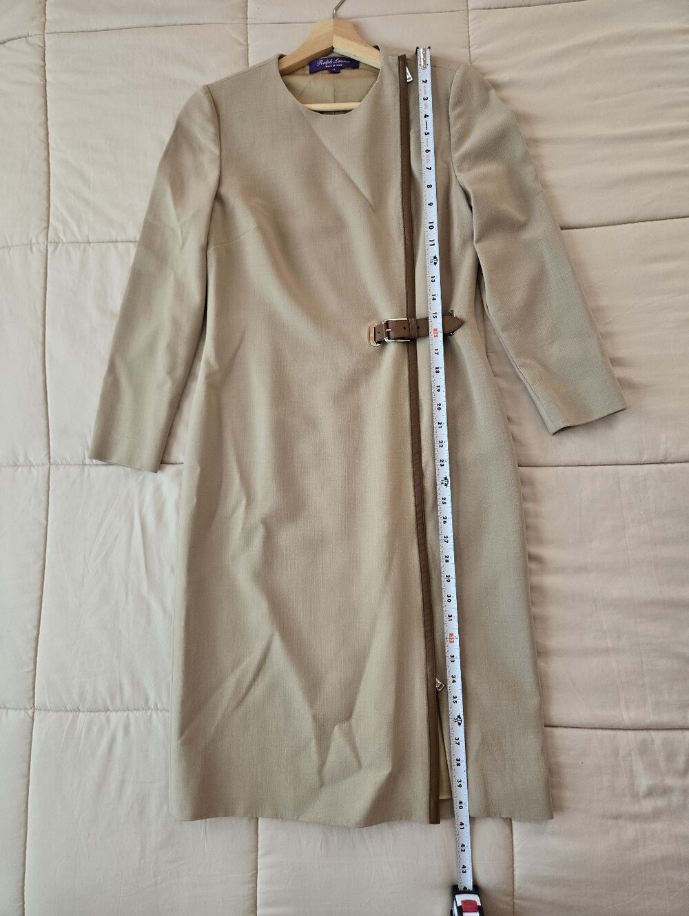 Ralph Lauren Purple Label Belted Wool Evelina Dress Leather Trim Size 6 RARE - Picture 14 of 14